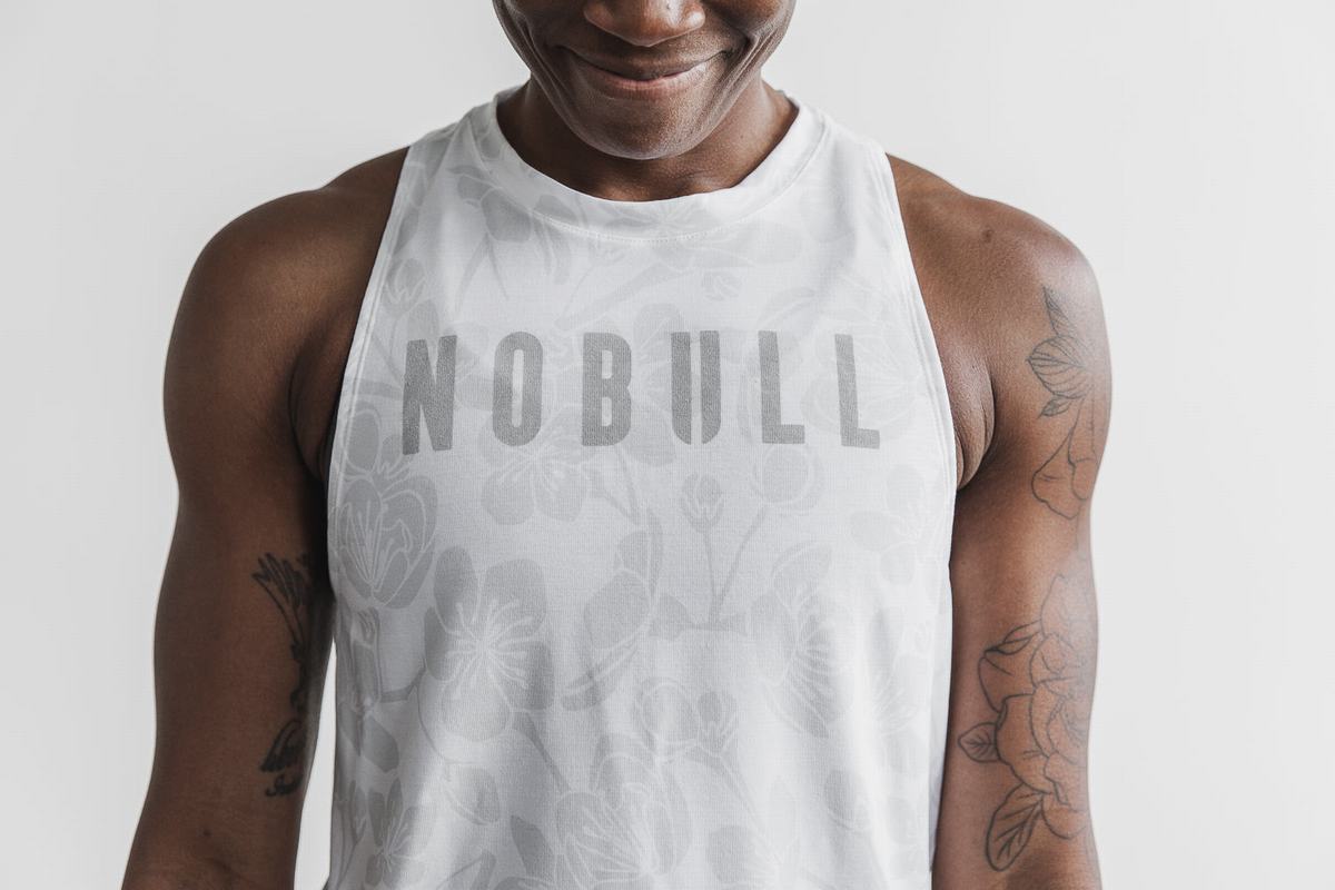 Nobull High-Neck Women's Tank Tops White Pink | Australia (FC7841)